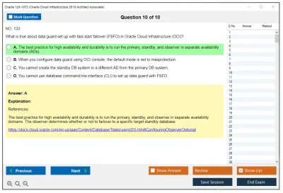 Oracle 1z0-1072 Oracle Cloud Infrastructure 2019 Architect Associate Practice test exam simulator test engine exam Prep practice test questions answers Image 10