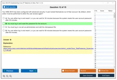 Cisco 300-070 Implementing Cisco IP Telephony &amp; Video, Part 1 v1.0 Practice test exam simulator test engine exam Prep practice test questions answers Image 12
