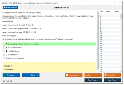 MRCPUK SEND SEND - Endocrinology and Diabetes (Specialty Certificate Examination) Practice test exam simulator test engine exam Prep practice test questions answers Image 5