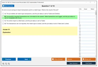Oracle 1z0-1087-22 Oracle Account Reconciliation 2022 Implementation Professional Practice test exam simulator test engine exam Prep practice test questions answers Image 7