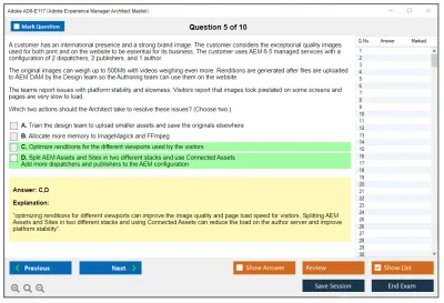 Adobe AD0-E117 Adobe Experience Manager Architect Master Practice test exam simulator test engine exam Prep practice test questions answers Image 5