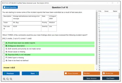 BCS TA12 ISTQB-BCS Certified Tester Advanced Level- Test Analyst (2012) Practice test exam simulator test engine exam Prep practice test questions answers Image 5