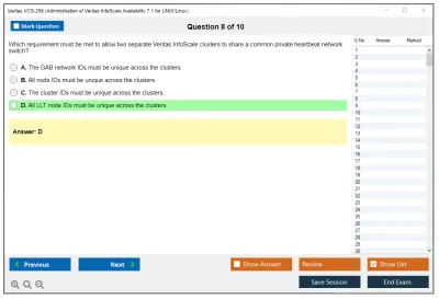 Veritas VCS-256 Administration of Veritas InfoScale Availability 7.1 for UNIX/Linux Practice test exam simulator test engine exam Prep practice test questions answers Image 8