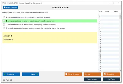 APICS CPIM-BSP CPIM - Basics of Supply Chain Management Practice test exam simulator test engine exam Prep practice test questions answers Image 6