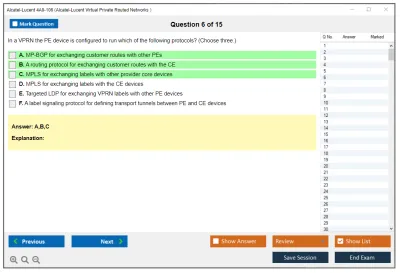 Alcatel-Lucent 4A0-106 Nokia Virtual Private Routed Networks Practice test exam simulator test engine exam Prep practice test questions answers Image 6