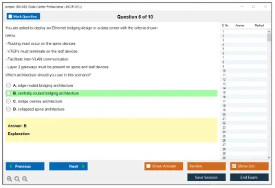 Juniper JN0-682 Data Center Professional (JNCIP-DC) Practice test exam simulator test engine exam Prep practice test questions answers Image 6
