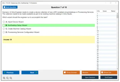 Citrix 1Y0-301 Deploying Citrix XenDesktop 7.6 Solutions Practice test exam simulator test engine exam Prep practice test questions answers Image 7