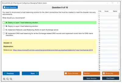Microsoft MS-200 Planning and Configuring a Messaging Platform  Practice test exam simulator test engine exam Prep practice test questions answers Image 8