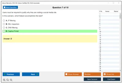 Versa Networks VNX100 Versa Certified SD-WAN Associate Practice test exam simulator test engine exam Prep practice test questions answers Image 7