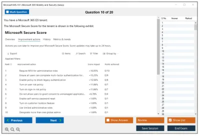 Microsoft MS-101 Microsoft 365 Mobility and Security Practice test exam simulator test engine exam Prep practice test questions answers Image 10