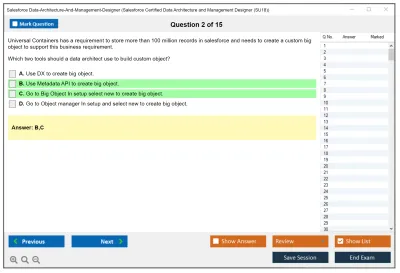 Salesforce Data-Architecture-And-Management-Designer Salesforce Certified Data Architecture and Management Designer Practice test exam simulator test engine exam Prep practice test questions answers Image 2