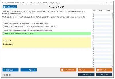 SAP C_S4CDK_2022 SAP Certified Development AssociateSAP Cloud SDK Extensibility Developer Practice test exam simulator test engine exam Prep practice test questions answers Image 9