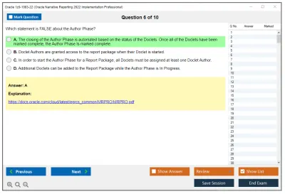 Oracle 1z0-1083-22 Oracle Narrative Reporting 2022 Implementation Professional Practice test exam simulator test engine exam Prep practice test questions answers Image 6