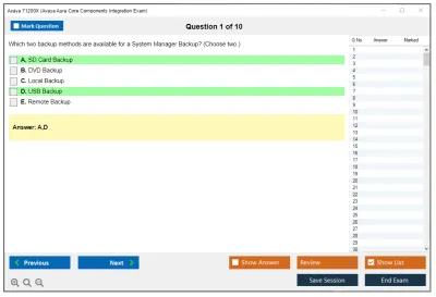 Avaya 71200X Avaya Aura Core Components Integration Exam Practice test exam simulator test engine exam Prep practice test questions answers Image 1
