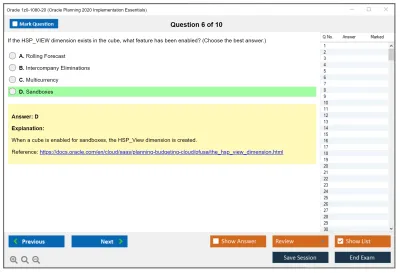 Oracle 1z0-1080-20 Oracle Planning 2020 Implementation Essentials Practice test exam simulator test engine exam Prep practice test questions answers Image 6