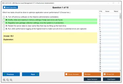 IBM C2010-501 IBM Maximo Asset Management V7.5 Infrastructure Implementation Practice test exam simulator test engine exam Prep practice test questions answers Image 1