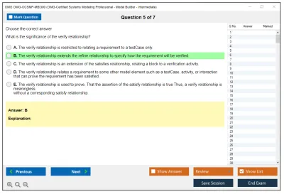 OMG OMG-OCSMP-MBI300 OMG-Certified Systems Modeling Professional - Model Builder – Intermediate Practice test exam simulator test engine exam Prep practice test questions answers Image 5
