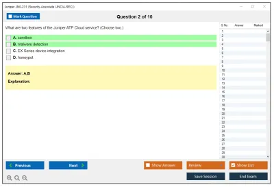 Juniper JN0-231 Security-Associate (JNCIA-SEC) Practice test exam simulator test engine exam Prep practice test questions answers Image 2