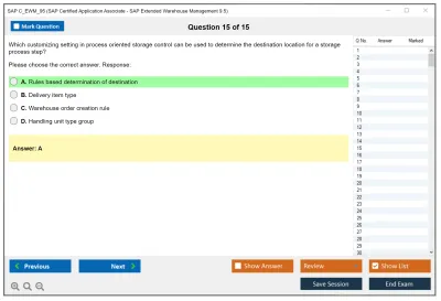 SAP C_EWM_95 SAP Certified Application Associate - SAP Extended Warehouse Management 9.5 Practice test exam simulator test engine exam Prep practice test questions answers Image 15