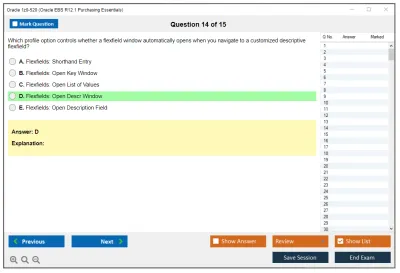 Oracle 1z0-520 Oracle EBS R12.1 Purchasing Essentials Practice test exam simulator test engine exam Prep practice test questions answers Image 14