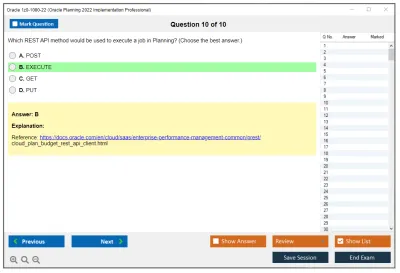 Oracle 1z0-1080-22 Oracle Planning 2022 Implementation Professional Practice test exam simulator test engine exam Prep practice test questions answers Image 10