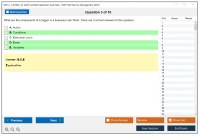 SAP C_C4H520_02 SAP Certified Associate - SAP Field Service Management 2005 Practice test exam simulator test engine exam Prep practice test questions answers Image 3