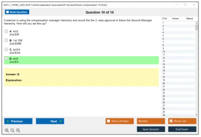 SAP C_THR86_2205 SAP Certified Application AssociateSAP SuccessFactors Compensation 1H/2022 Practice test exam simulator test engine exam Prep practice test questions answers Image 10