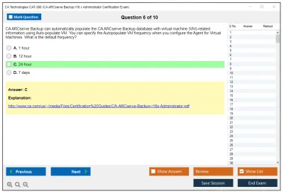 CA Technologies CAT-380 CA ARCserve Backup r16.x Administrator Certification Exam Practice test exam simulator test engine exam Prep practice test questions answers Image 6