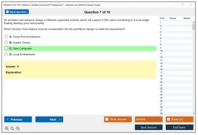 VMware 3V0-752 VMware Certified Advanced Professional 7 - Desktop and Mobility Design Exam Practice test exam simulator test engine exam Prep practice test questions answers Image 7