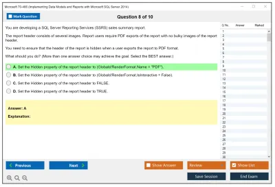 Microsoft 70-466 Implementing Data Models and Reports with Microsoft SQL Server 2014 Practice test exam simulator test engine exam Prep practice test questions answers Image 8
