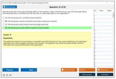 IIA IIA-CIA-Part4 Certified Internal Auditor - Part 4, Business Management Skills Practice test exam simulator test engine exam Prep practice test questions answers Image 10