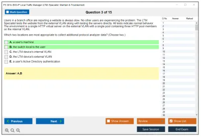 F5 301b LTM Specialist: Maintain & Troubleshoot Practice test exam simulator test engine exam Prep practice test questions answers Image 3
