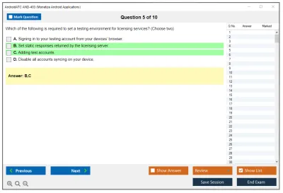 Android AND-403 Monetize Android Applications Practice test exam simulator test engine exam Prep practice test questions answers Image 5