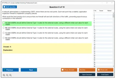 HP HPE6-A73 Aruba Certified Switching Professional Exam Practice test exam simulator test engine exam Prep practice test questions answers Image 8
