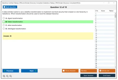 Salesforce Certified-Tableau-CRM-and-Einstein-Discovery-Consultant Salesforce Tableau CRM Einstein Discovery Consultant Practice test exam simulator test engine exam Prep practice test questions answers Image 12
