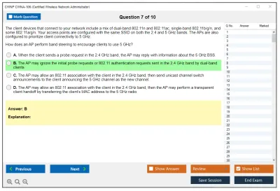 CWNP CWNA-106 Certified Wireless Network Administrator Practice test exam simulator test engine exam Prep practice test questions answers Image 7