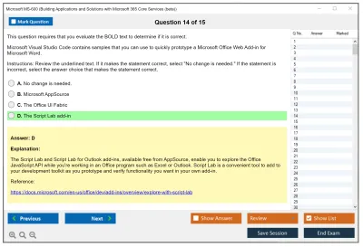 Microsoft MS-600 Building Applications and Solutions with Microsoft 365 Core Services Practice test exam simulator test engine exam Prep practice test questions answers Image 14