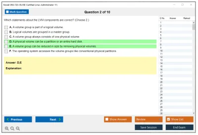 Novell 050-720 SUSE Certified Linux Administrator 11 Practice test exam simulator test engine exam Prep practice test questions answers Image 2