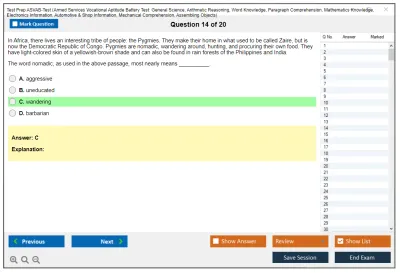 Test Prep ASVAB-Test Armed Services Vocational Aptitude Battery Test: General Science, Arithmetic Reasoning, Word Knowledge, Paragraph Comprehension, Mathematics Knowledge, Electronics Information, Automotive & Shop Information, Mechanical Comprehension, Assembling Objects Practice test exam simulator test engine exam Prep practice test questions answers Image 14