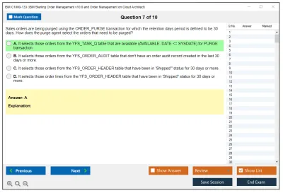 IBM C1000-133 IBM Sterling Order Management v10.0 and Order Management on Cloud Architect Practice test exam simulator test engine exam Prep practice test questions answers Image 7