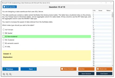 Microsoft 70-463 Implementing a Data Warehouse with Microsoft SQL Server 2012 Practice test exam simulator test engine exam Prep practice test questions answers Image 15