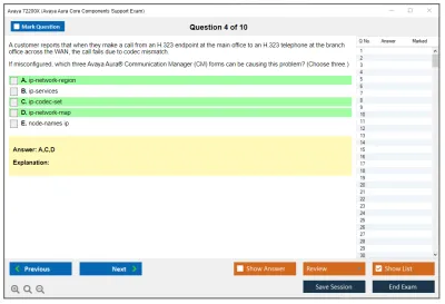 Avaya 72200X Avaya Aura Core Components Support Exam Practice test exam simulator test engine exam Prep practice test questions answers Image 4
