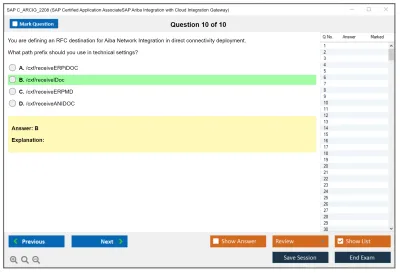 SAP C_ARCIG_2208 SAP Certified Application AssociateSAP Ariba Integration with Cloud Integration Gateway Practice test exam simulator test engine exam Prep practice test questions answers Image 10