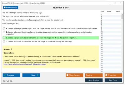 Microsoft 70-480 Programming in HTML5 with JavaScript and CSS3 Practice test exam simulator test engine exam Prep practice test questions answers Image 8