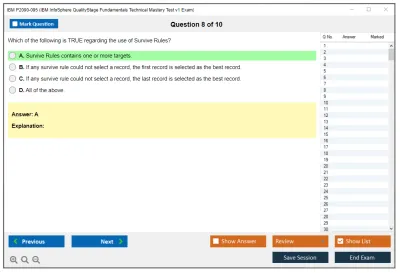 IBM P2090-095 IBM InfoSphere QualityStage Fundamentals Technical Mastery Test v1 Exam Practice test exam simulator test engine exam Prep practice test questions answers Image 8