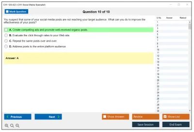 CIW 1D0-623 Social Media Strategist Practice test exam simulator test engine exam Prep practice test questions answers Image 10