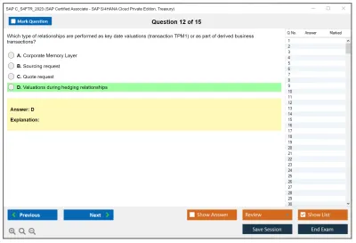 SAP C_S4FTR_2023 SAP Certified Associate - SAP S/4HANA Cloud Private Edition, Treasury Practice test exam simulator test engine exam Prep practice test questions answers Image 12