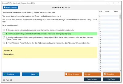 Microsoft 70-742 Identity with Windows Server 2016 Practice test exam simulator test engine exam Prep practice test questions answers Image 12