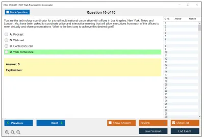 CIW 1D0-610 CIW Web Foundations Associate Practice test exam simulator test engine exam Prep practice test questions answers Image 10