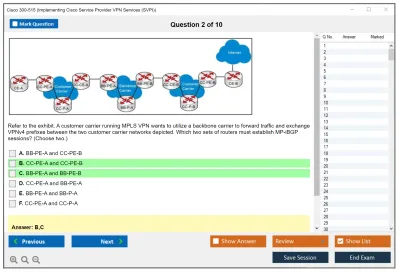 Cisco 300-515 Implementing Cisco Service Provider VPN Services (300-515 SPVI) Practice test exam simulator test engine exam Prep practice test questions answers Image 2